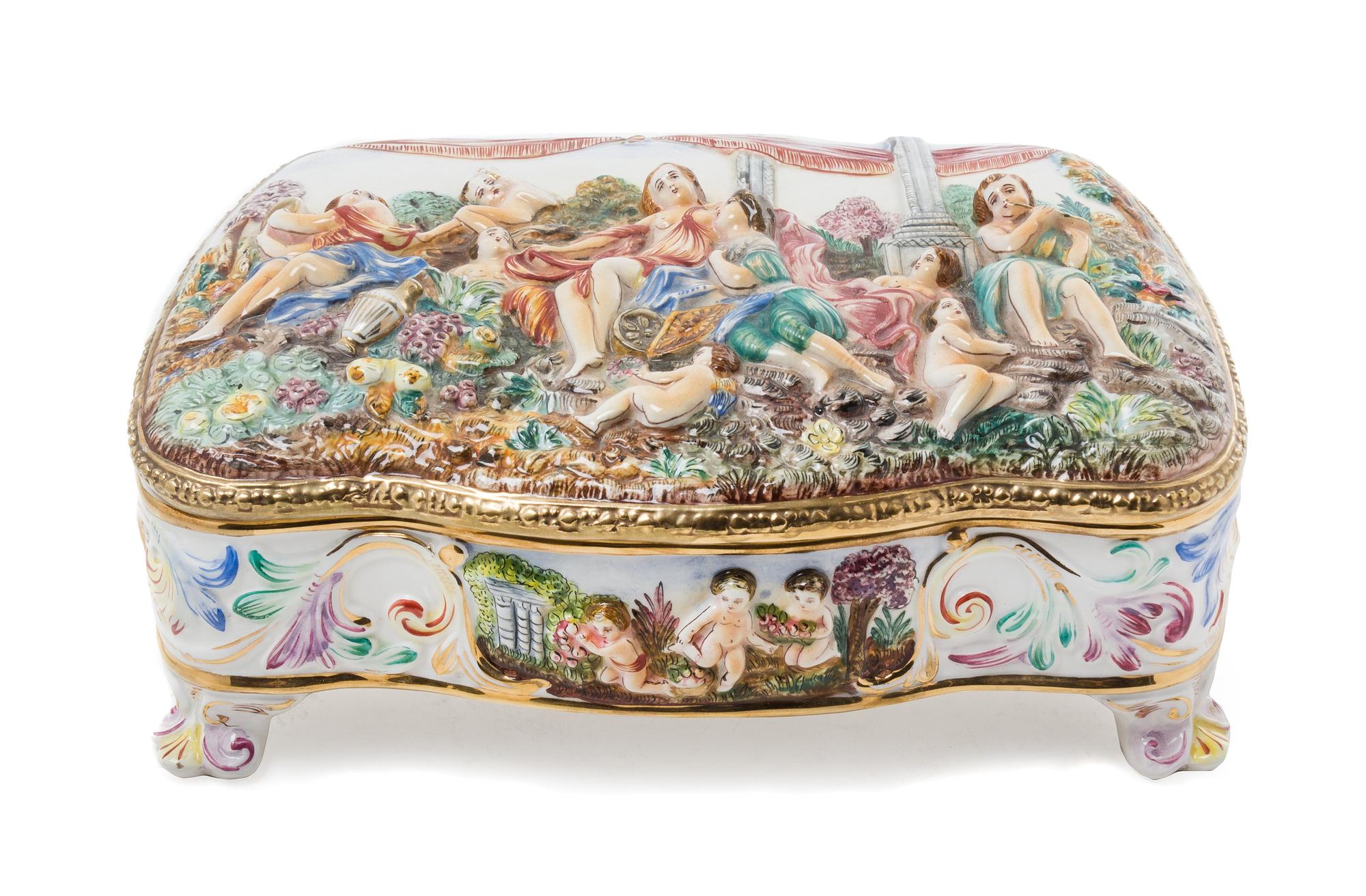 A Capo di Monte Table Casket Width 18 1/4 inches. — EARLY 20TH CENTURY