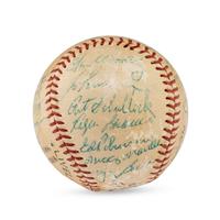 A 1954 New York Yankees Team Signed Autograph Baseball Featuring Mickey Mantle (Beckett Authentication Services Letter of Authenticity)