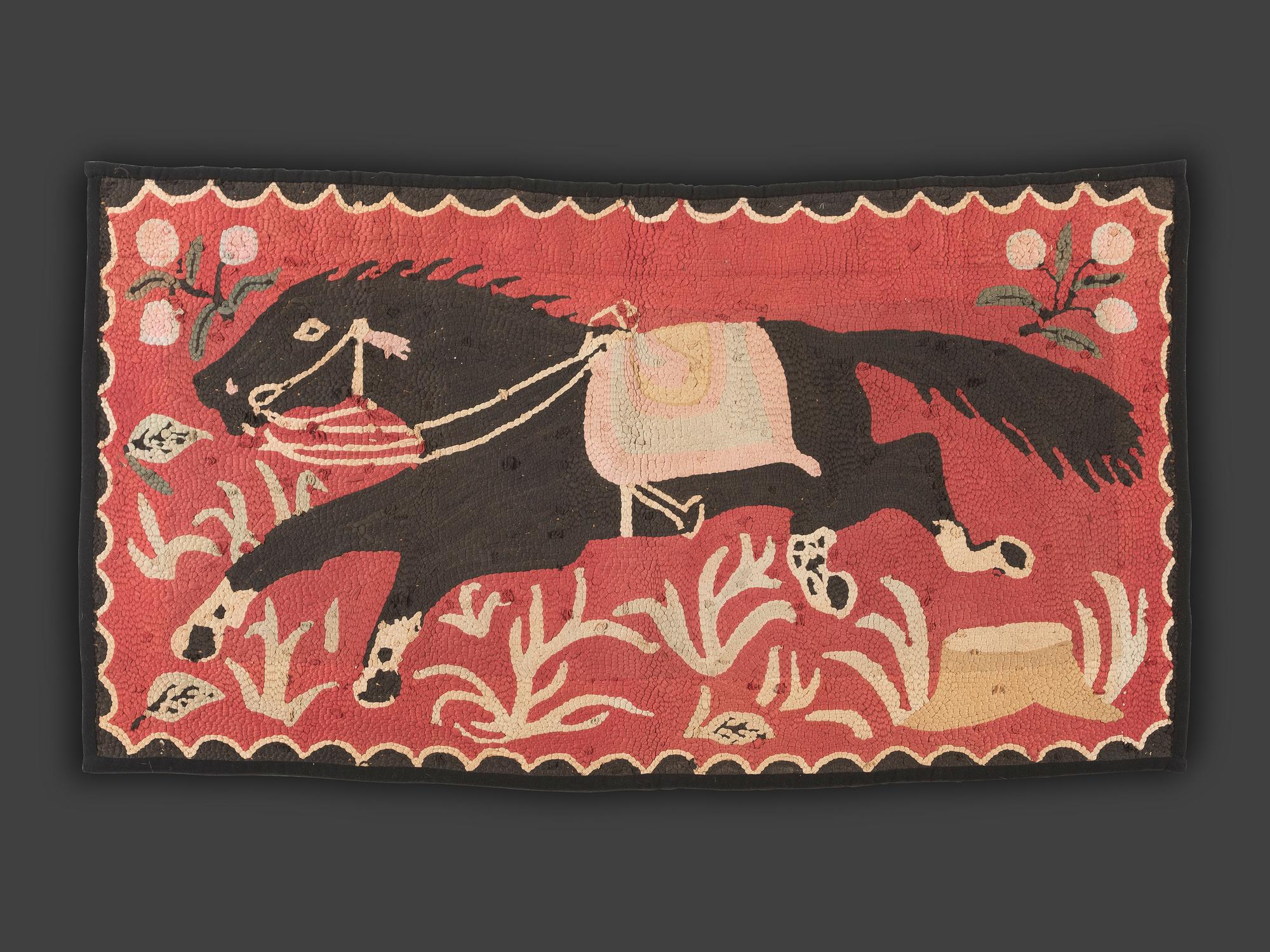 An American Galloping Horse Hooked Rug