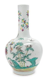 A Chinese Famille Rose Porcelain Bottle Vase