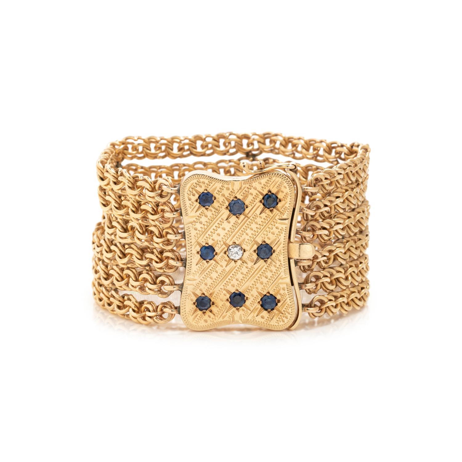 YELLOW GOLD, DIAMOND AND SAPPHIRE BRACELET