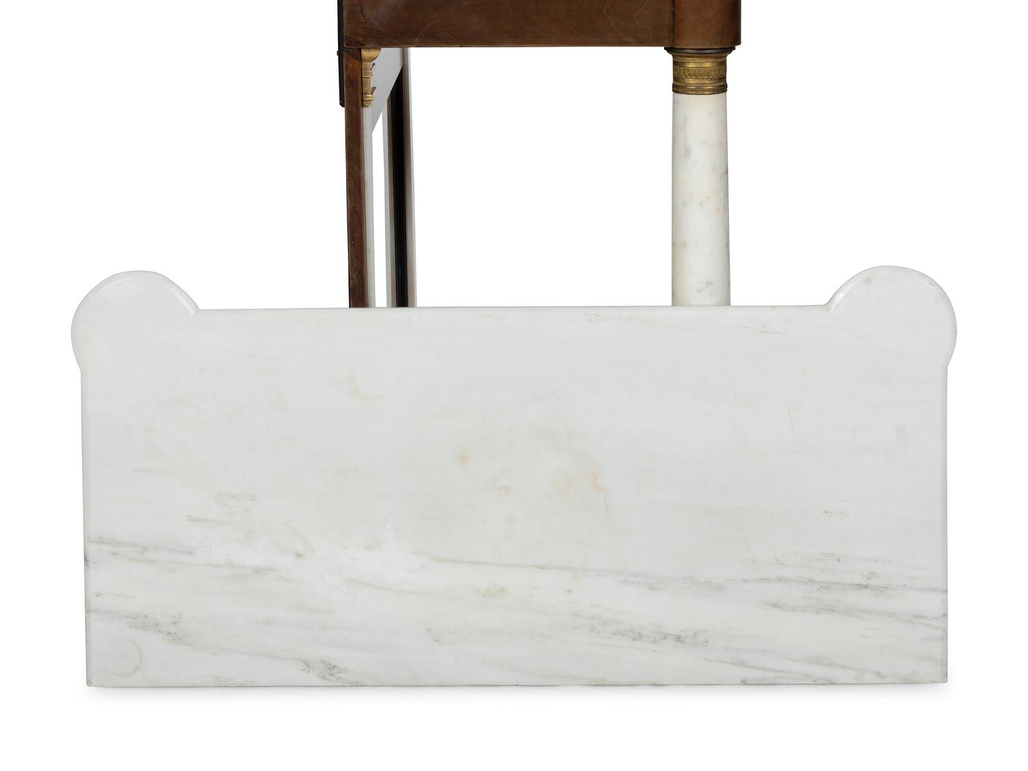 A Classical Parcel Gilt and Figured Mahogany Gilt-Metal Mounted Marble Top Pier Table