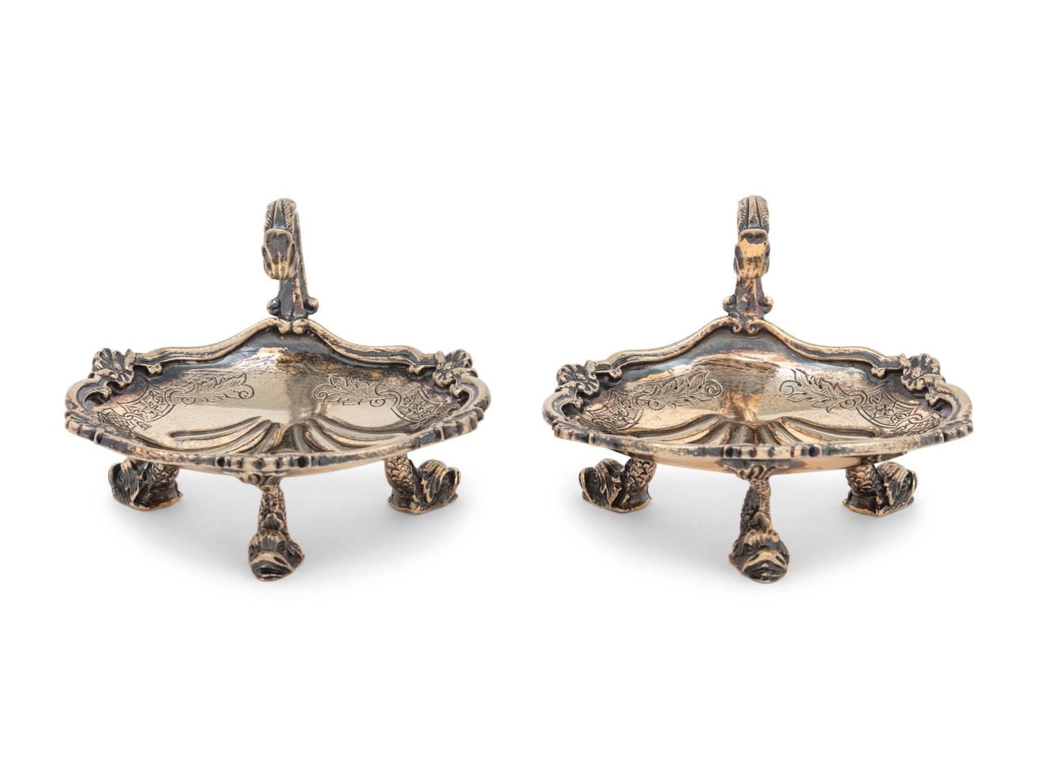 A Pair of English Silver-Gilt Shell-Form Master Salts