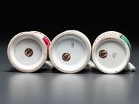 Three Porcelain Occupational Shaving Mugs with Horse-Drawn Carts