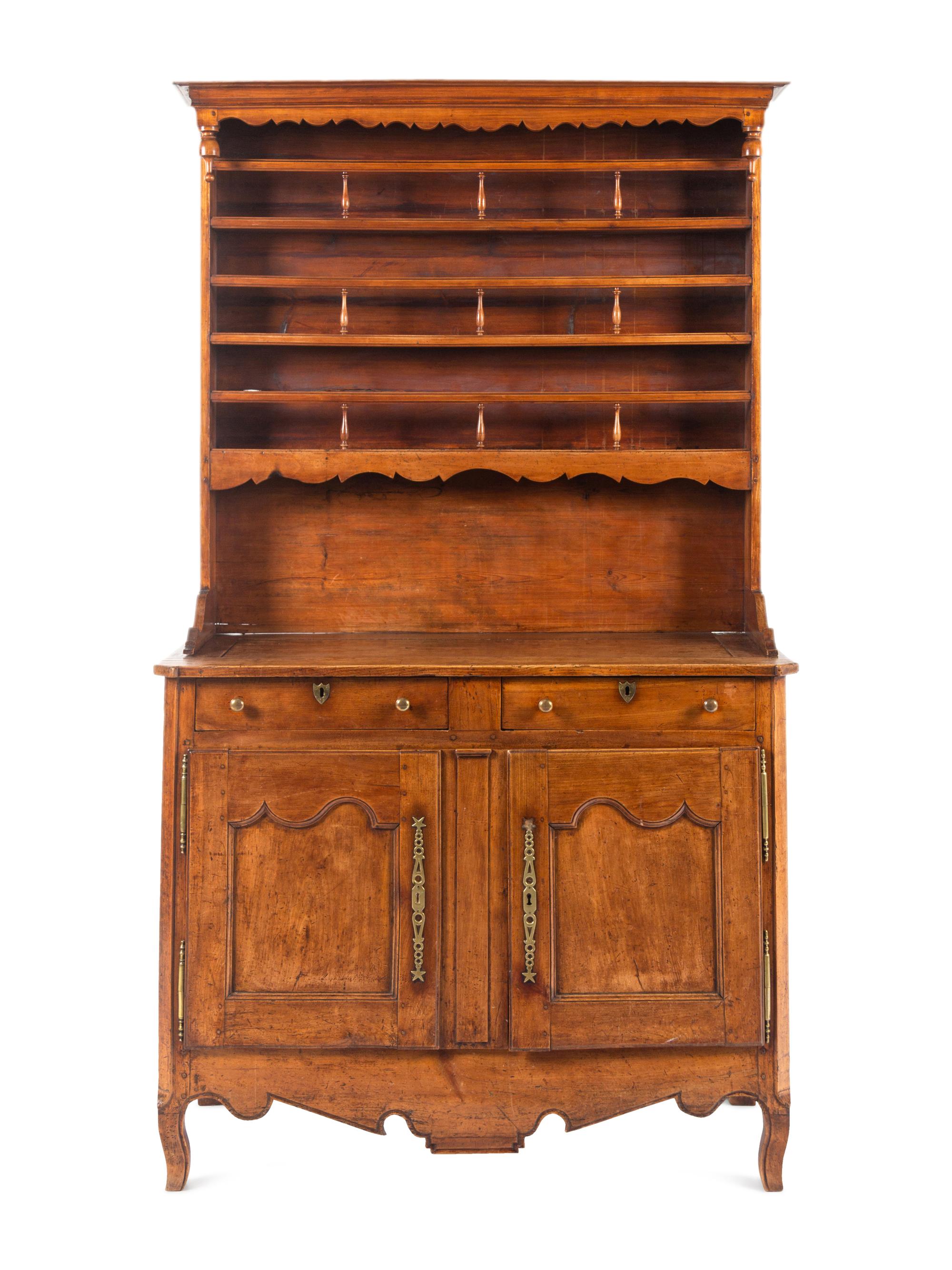 A French Provincial Walnut Buffet Deux Corps