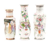 Three Chinese Famille Rose Porcelain Vases