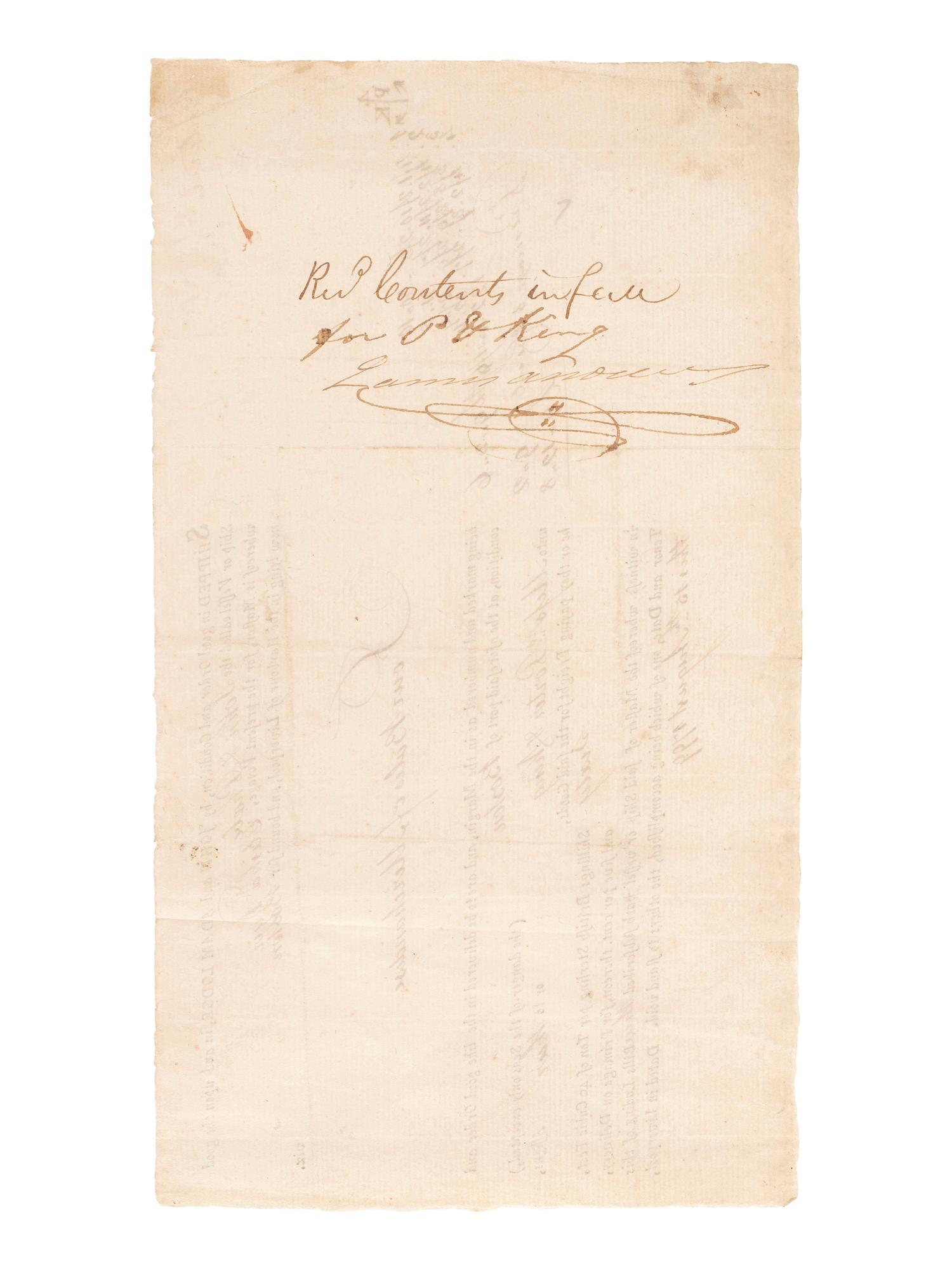 [MASSACHUSETTS]. A group of shipping documents, including a "Policy of Assurance" for cargo aboard the Brig William , 28 October 1794.