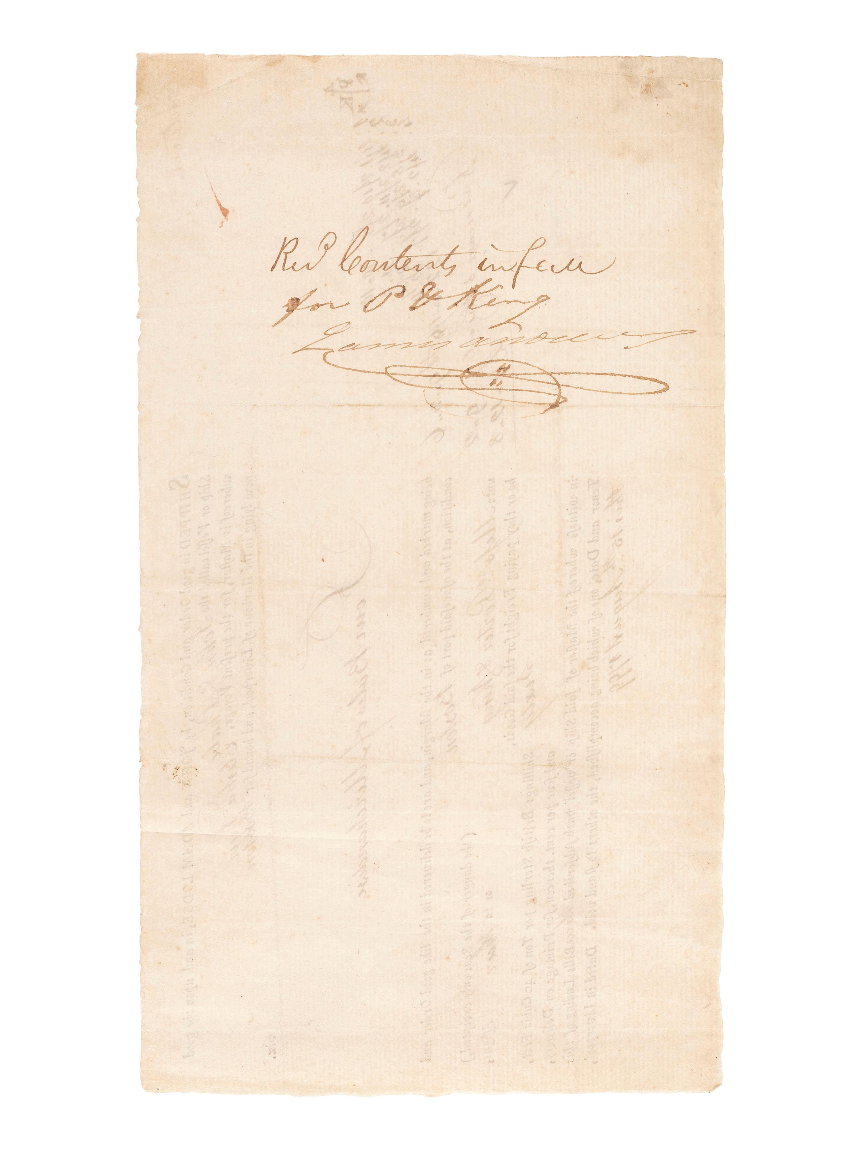 [MASSACHUSETTS]. A group of shipping documents, including a "Policy of Assurance" for cargo aboard the Brig William , 28 October 1794.