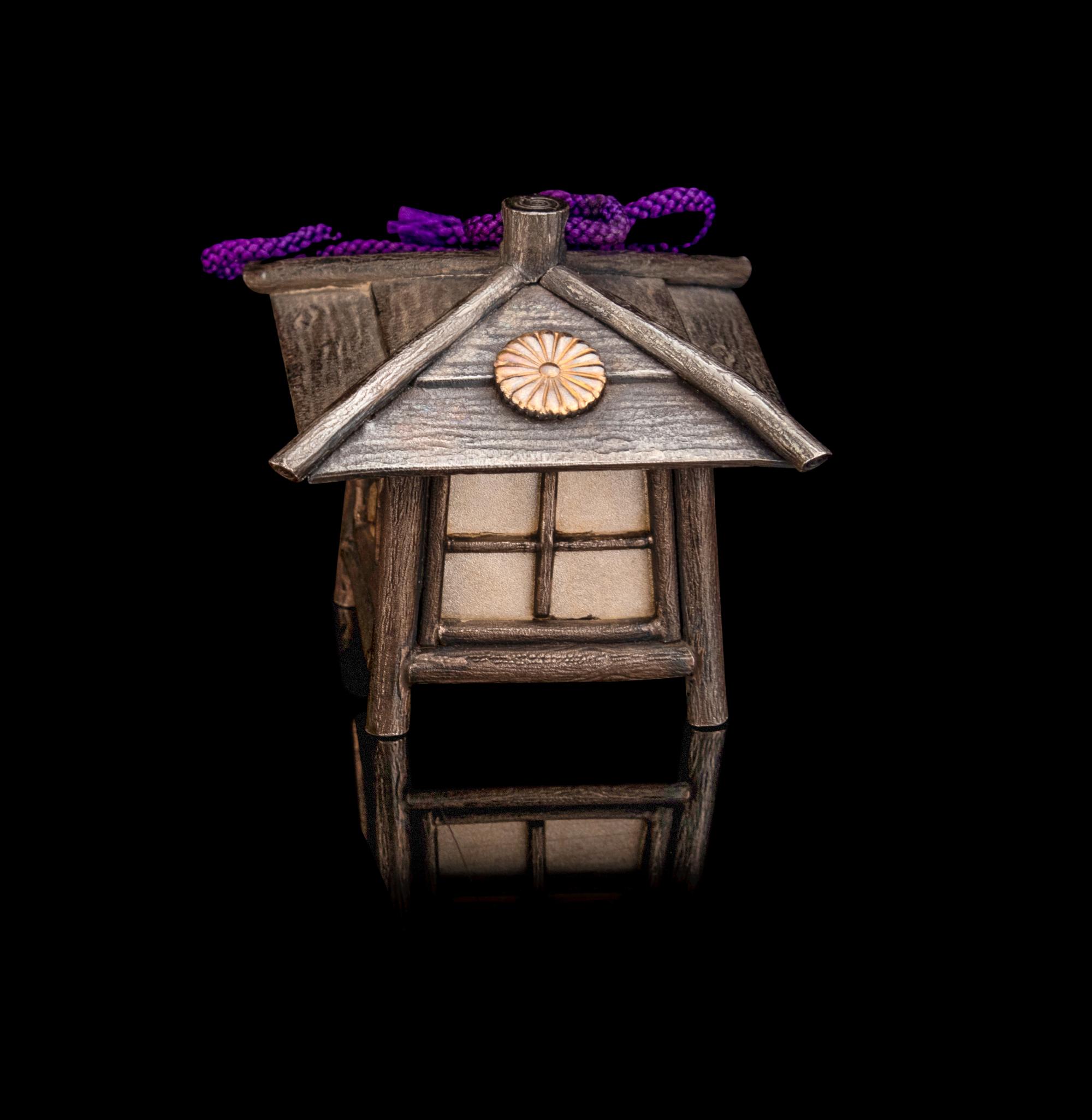 A Japanese Silver House-Form Bonbonnière