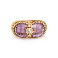 YELLOW GOLD, AMETHYST, AND DIAMOND RING