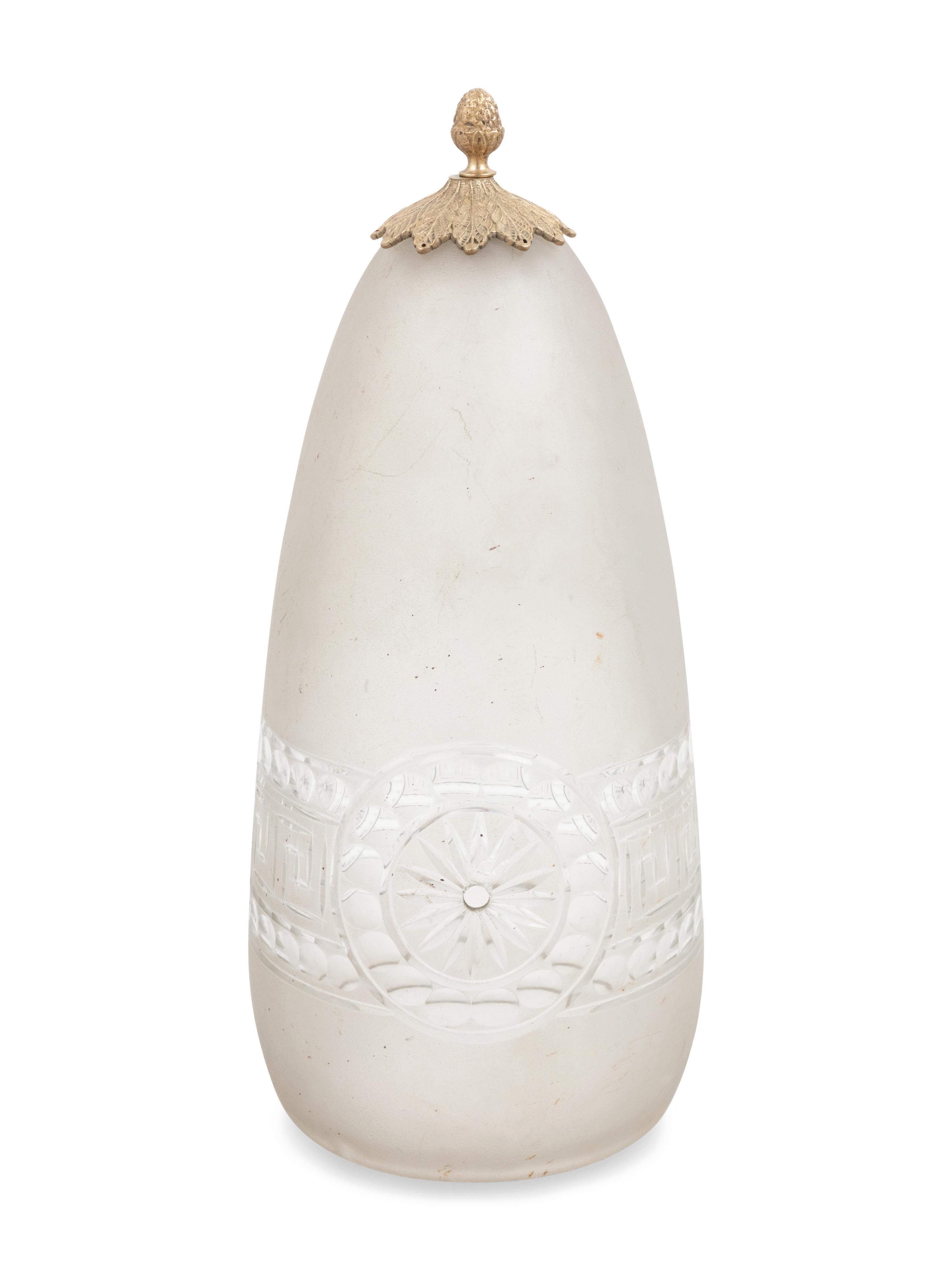 A Neoclassical Gilt Bronze and Etched Glass Lantern
