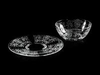 An Etched Glass Serving Bowl and Platter