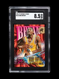 A Group of 1996-97 Skybox Z-Force Kobe Bryant Rookie Basketball Cards No. 142 (SGC 8.5 NM-MT+)
