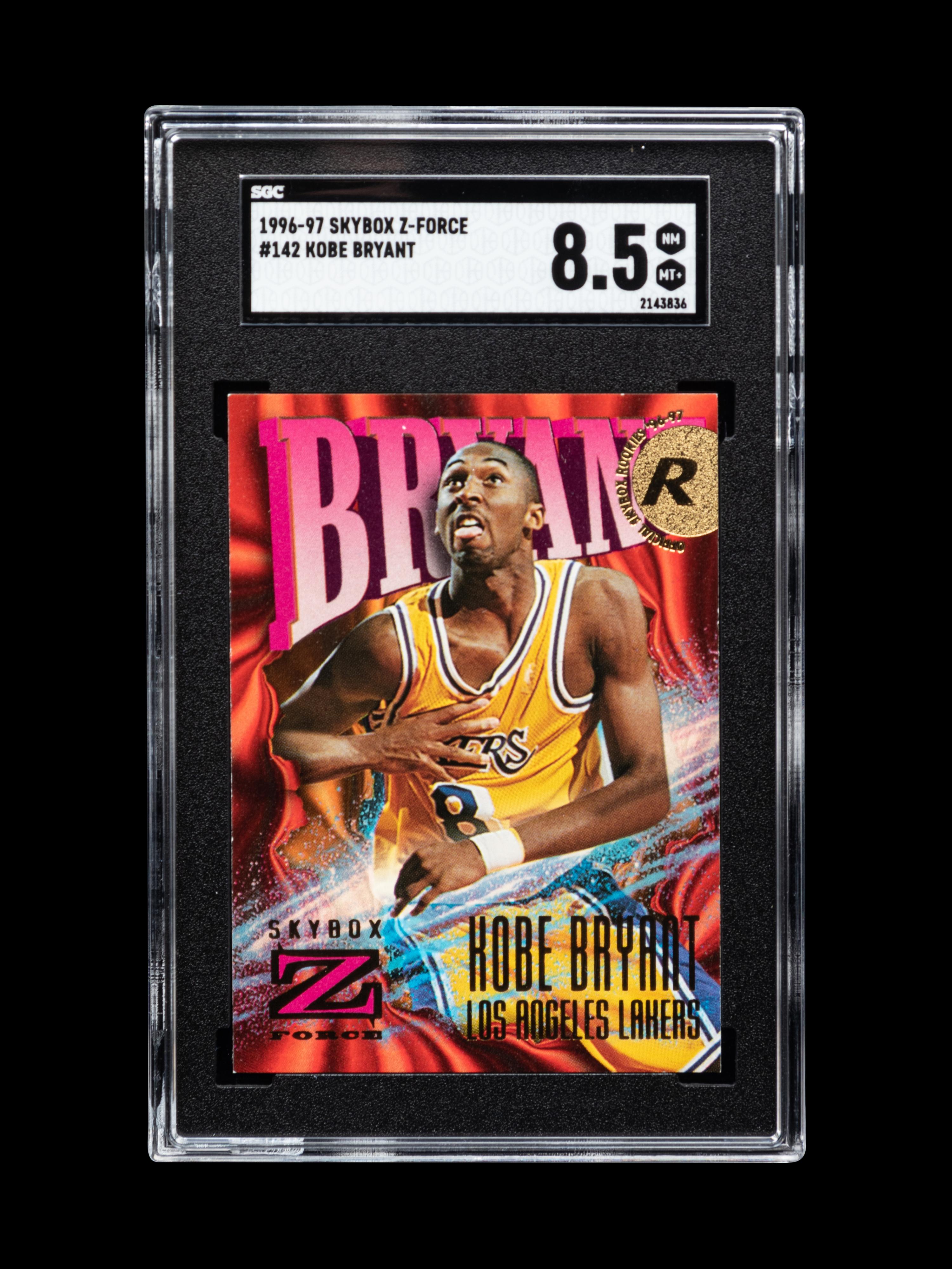 A Group of 1996-97 Skybox Z-Force Kobe Bryant Rookie Basketball Cards No. 142 (SGC 8.5 NM-MT+)