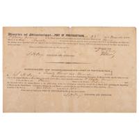 [ENSLAVEMENT]. Ship's manifest documenting the conveyance of one enslaved person named John. March 1844.