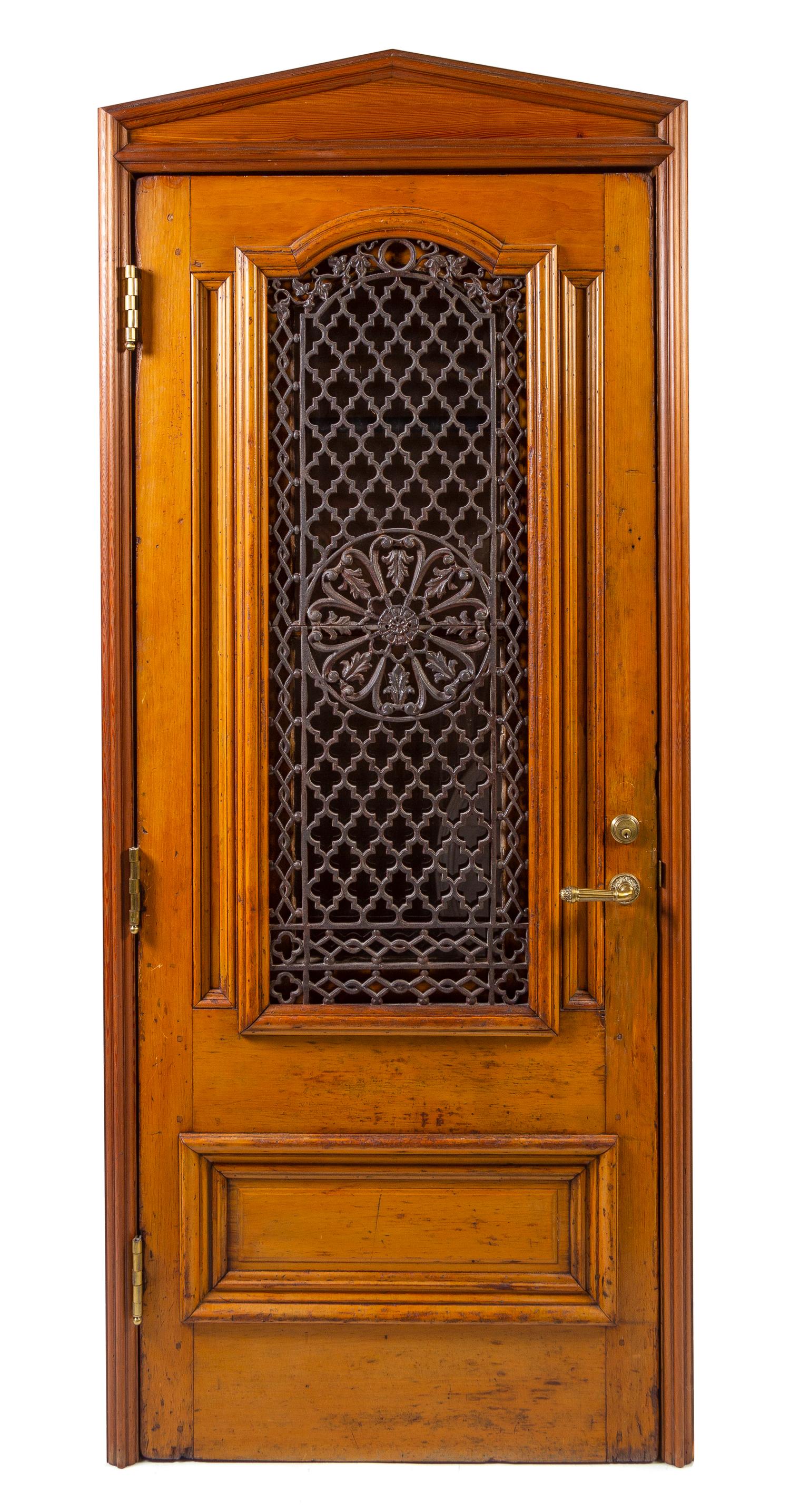 A Continental Walnut and Iron Confessional Booth Height 85 3/4 x width 36 x depth 24 3/4 inches. — 19TH/20TH CENTURY, CONVERTED TO AN ARMOIRE