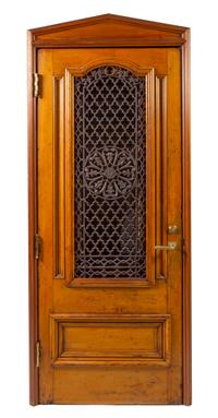 A Continental Walnut and Iron Confessional Booth Height 85 3/4 x width 36 x depth 24 3/4 inches. — 19TH/20TH CENTURY, CONVERTED TO AN ARMOIRE