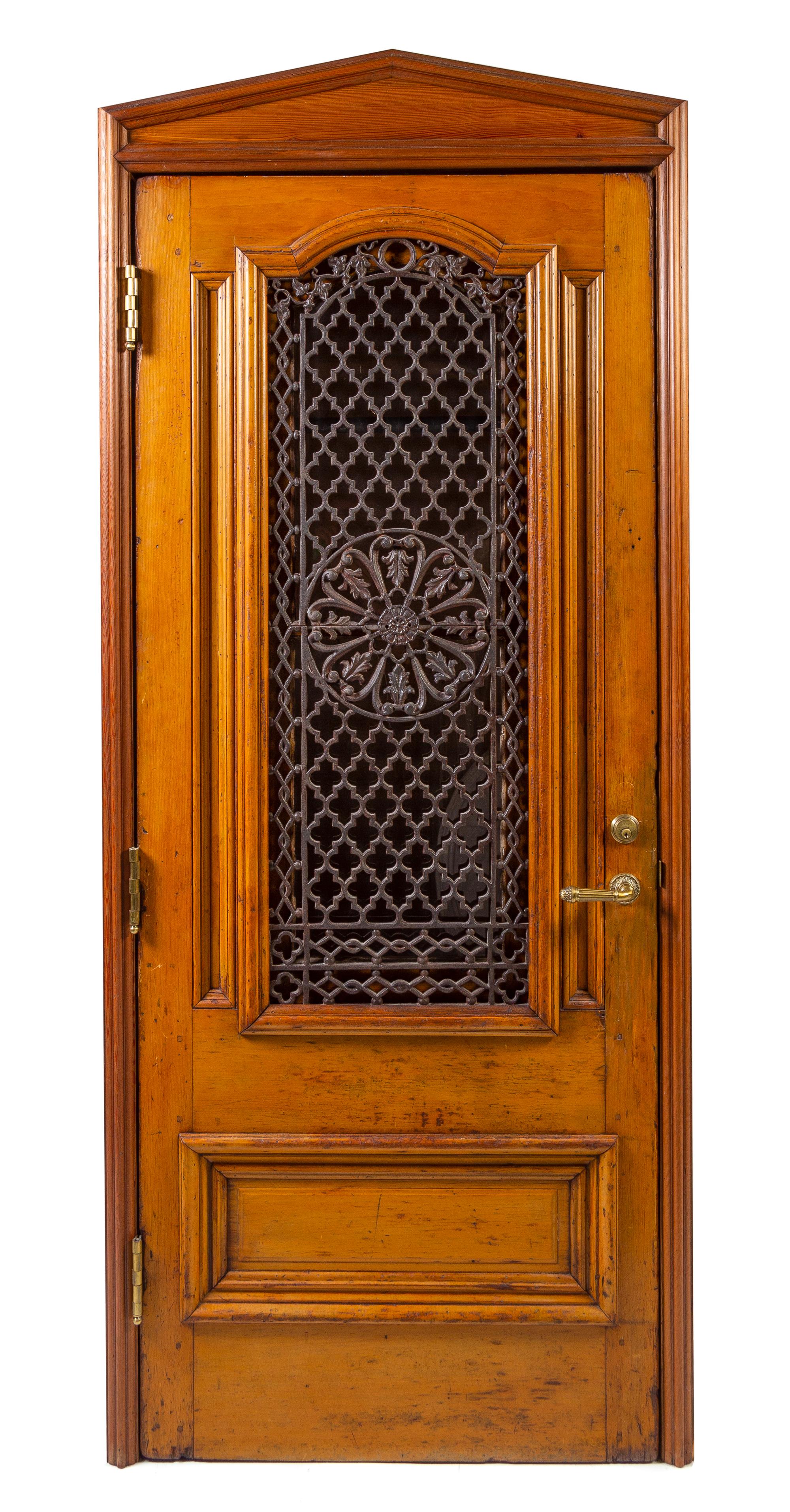 A Continental Walnut and Iron Confessional Booth Height 85 3/4 x width 36 x depth 24 3/4 inches. — 19TH/20TH CENTURY, CONVERTED TO AN ARMOIRE