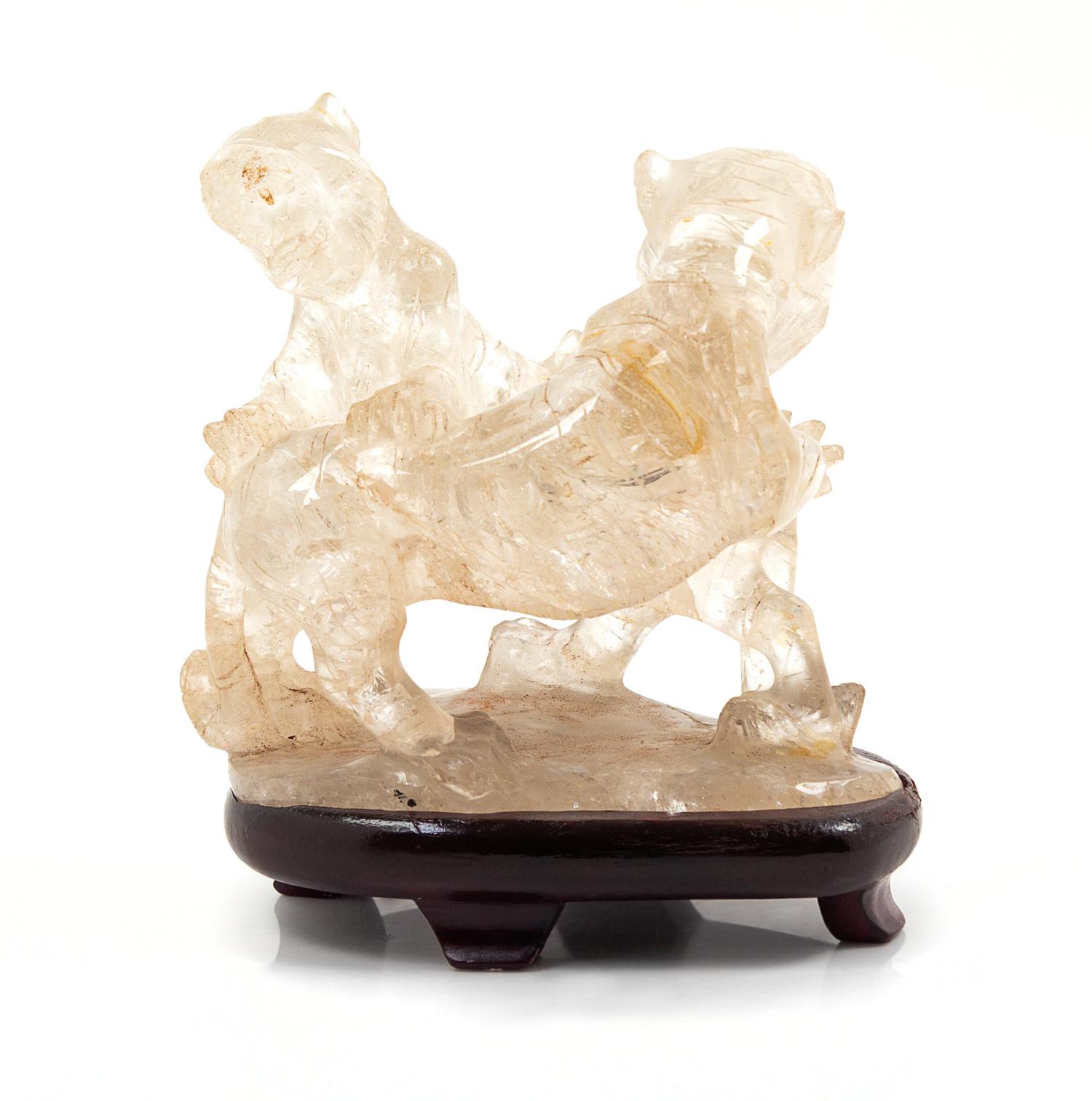 A Chinese Rock Crystal Figural Group Height of rock crystal figure 5 1/2 inches. — 20TH CENTURY