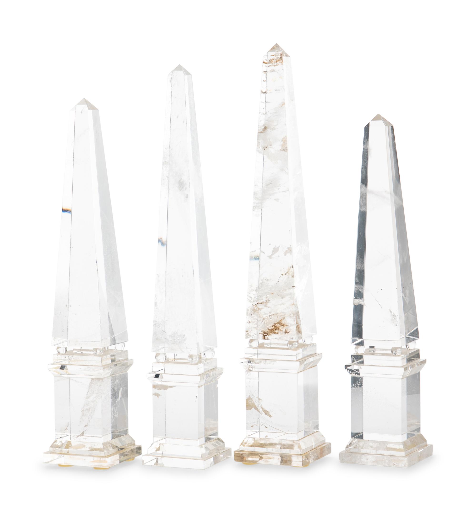 A Set of Four Rock Crystal Obelisks