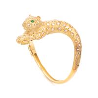 YELLOW GOLD AND DIAMOND LEOPARD BANGLE BRACELET