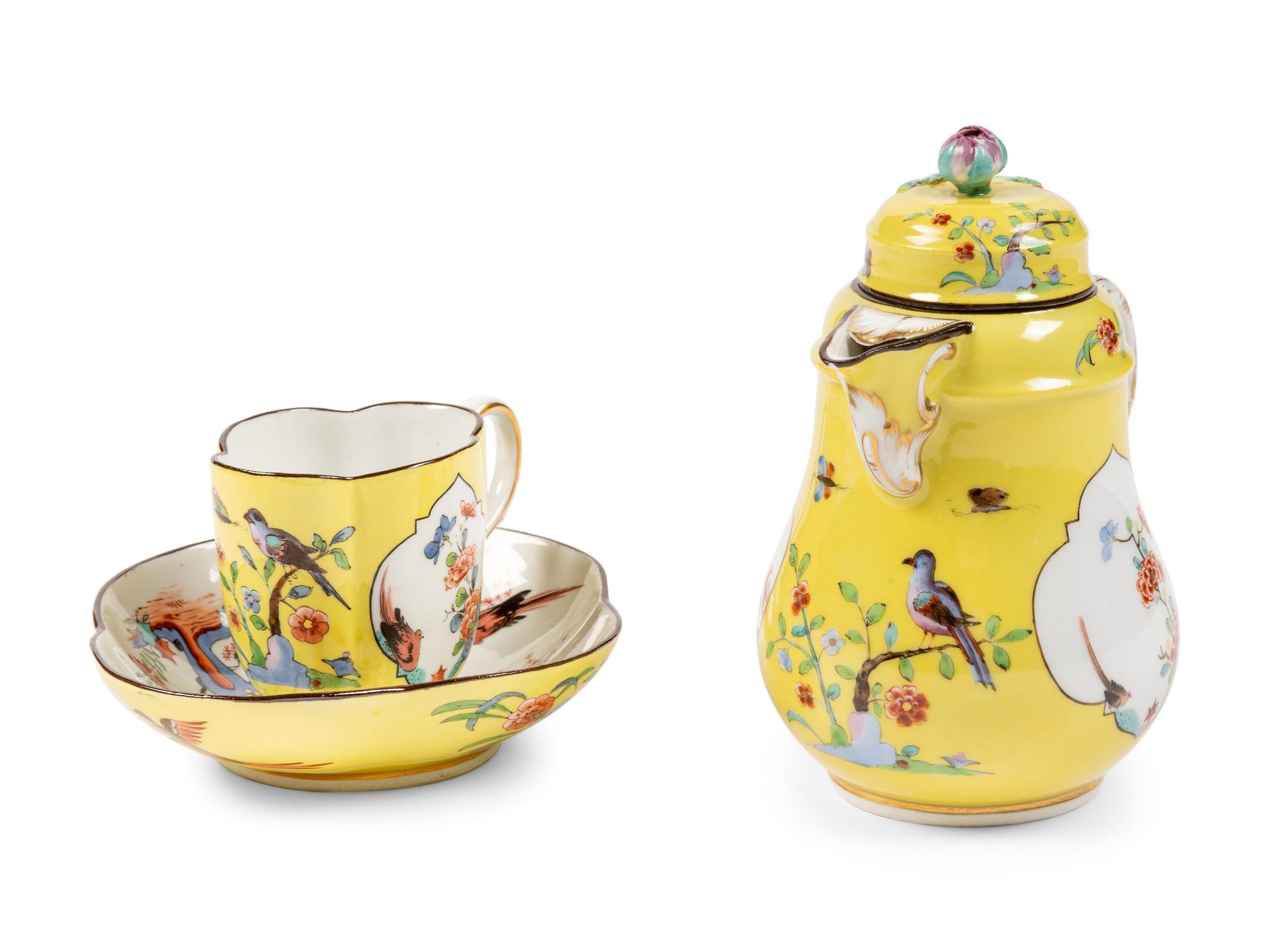 A Meissen Porcelain Cup, Saucer and Coffee Pot