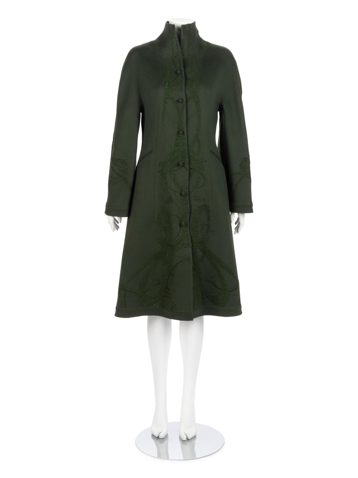 Chado Ralph Rucci Green Cashmere Coat, 1990-2000s
