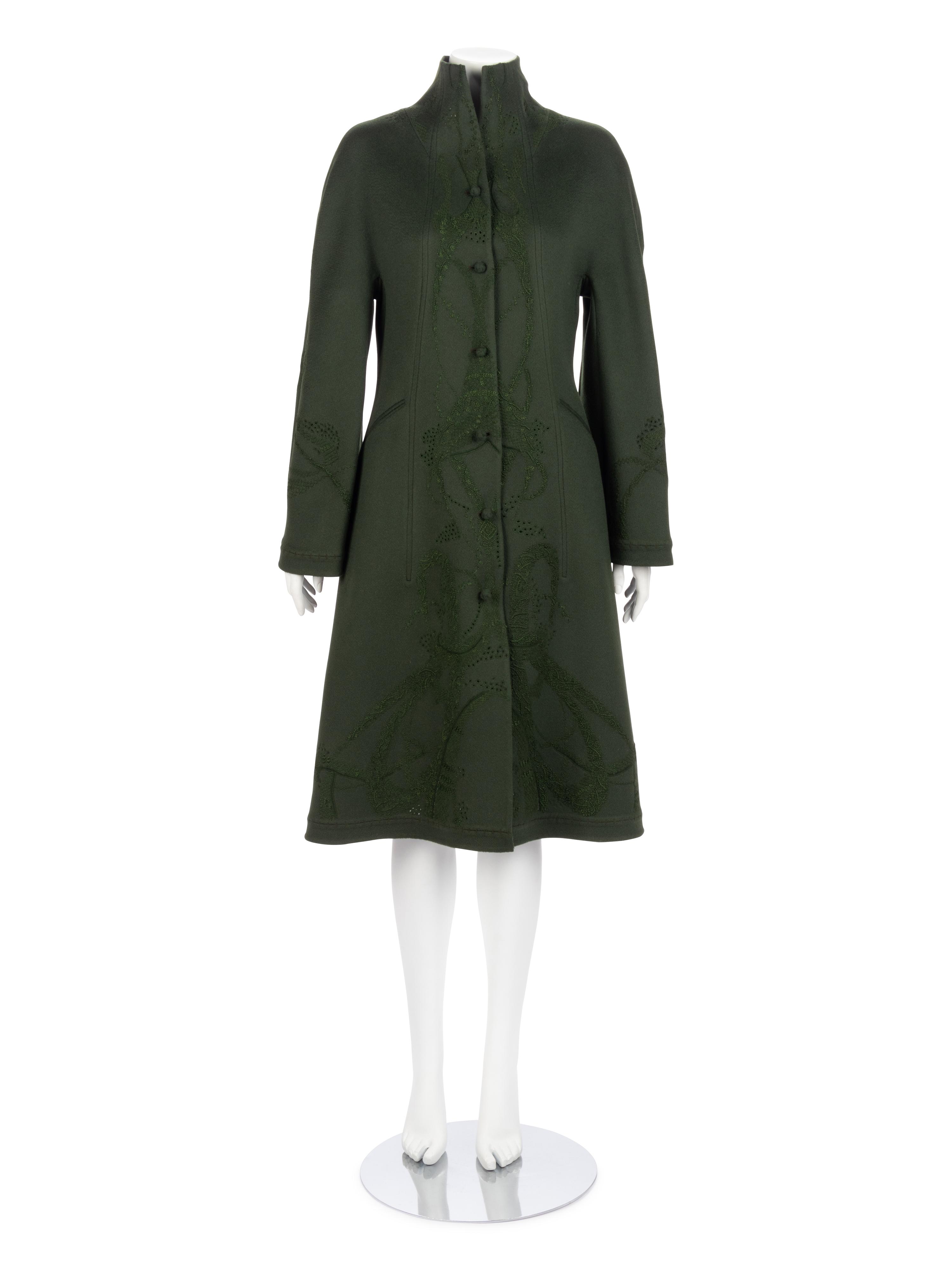 Chado Ralph Rucci Green Cashmere Coat, 1990-2000s
