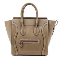 A Celine Taupe Leather Micro Luggage Tote, 12" x 12" x 7"; Handle drop: 5".