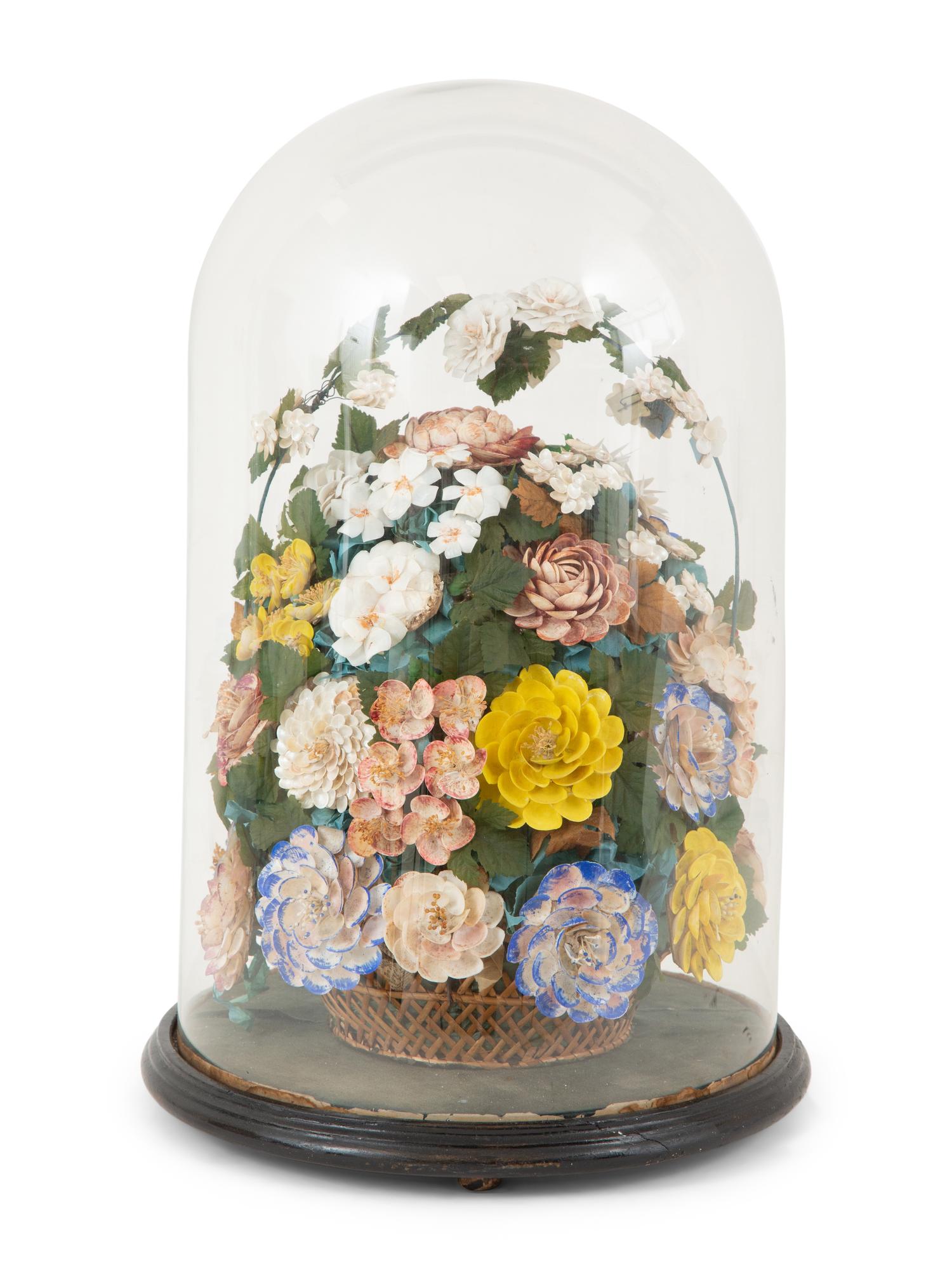 A Victorian Shell Floral Still Life Diorama