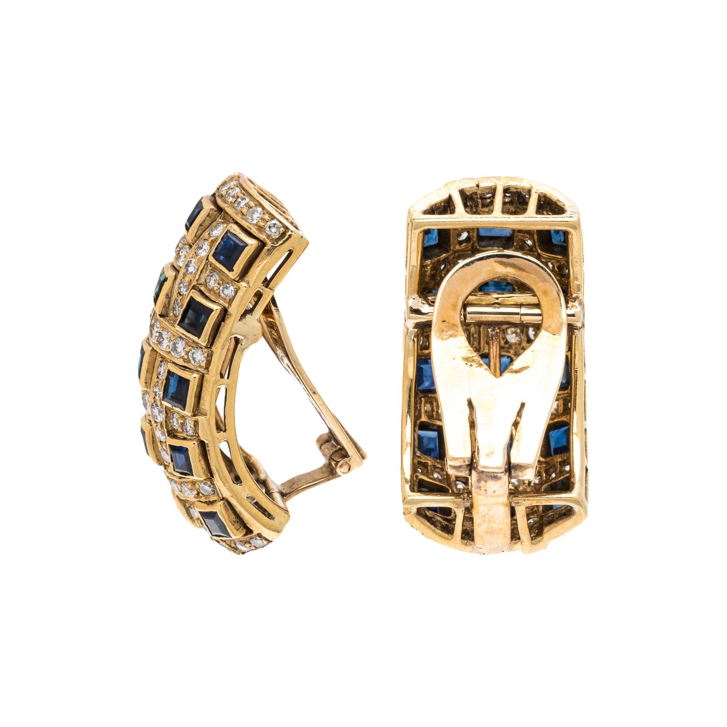 SAPPHIRE AND DIAMOND EARCLIPS