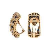 SAPPHIRE AND DIAMOND EARCLIPS