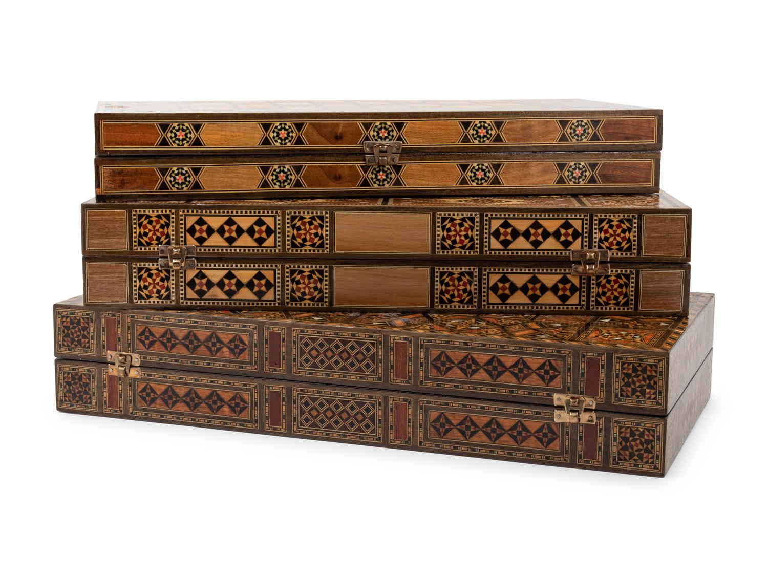 Three Syrian Mosaic Marquetry Game Boards