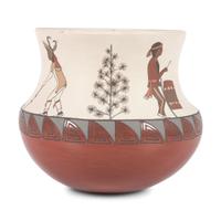 Pottery Jar, with Painted Figures