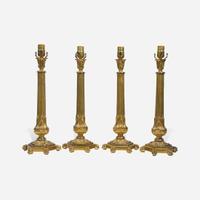 A set of four gilt bronze table lamps 20th century