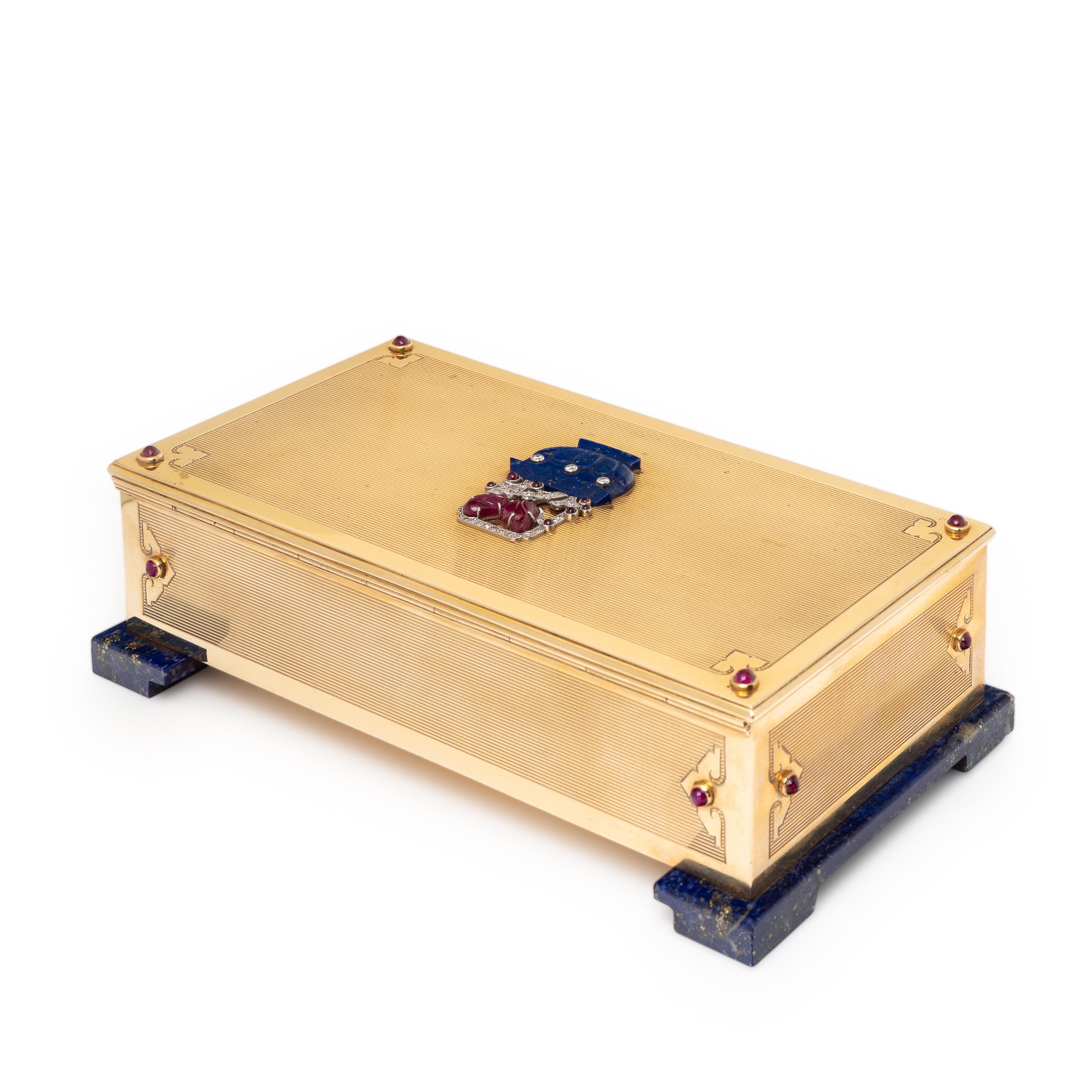 Cartier, Art Deco, Yellow Gold and Multigem Table Box