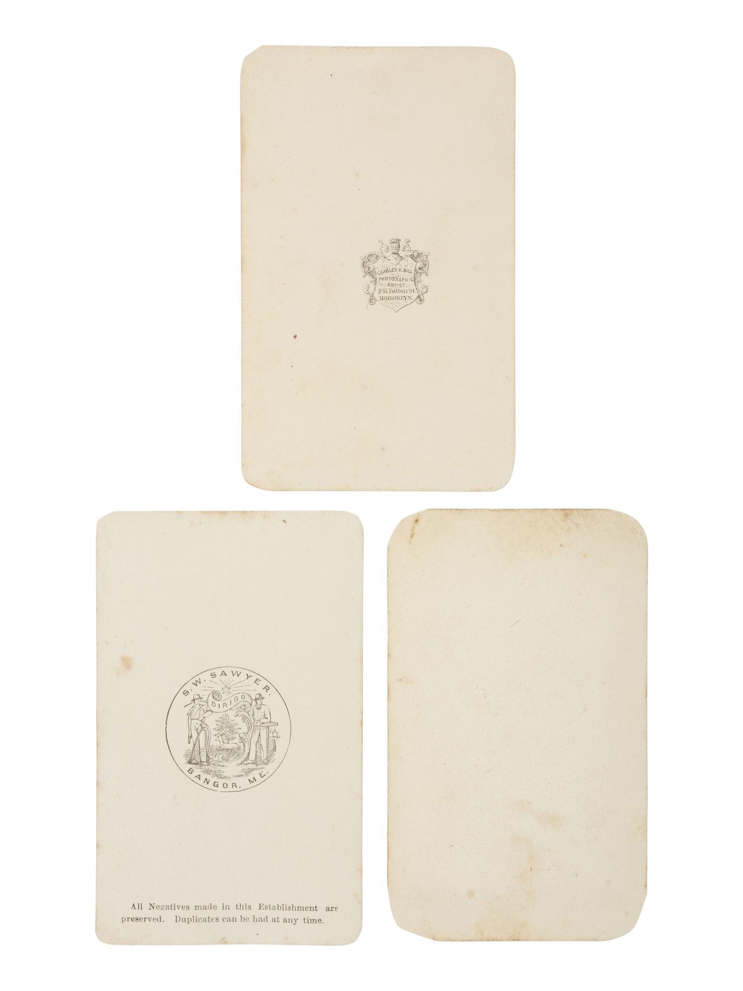[CIVIL WAR]. 3 CDV portraits of General Cyrus Hamlin (1839-1867) in uniform, descended directly in the family of Vice President Hannibal Hamlin.