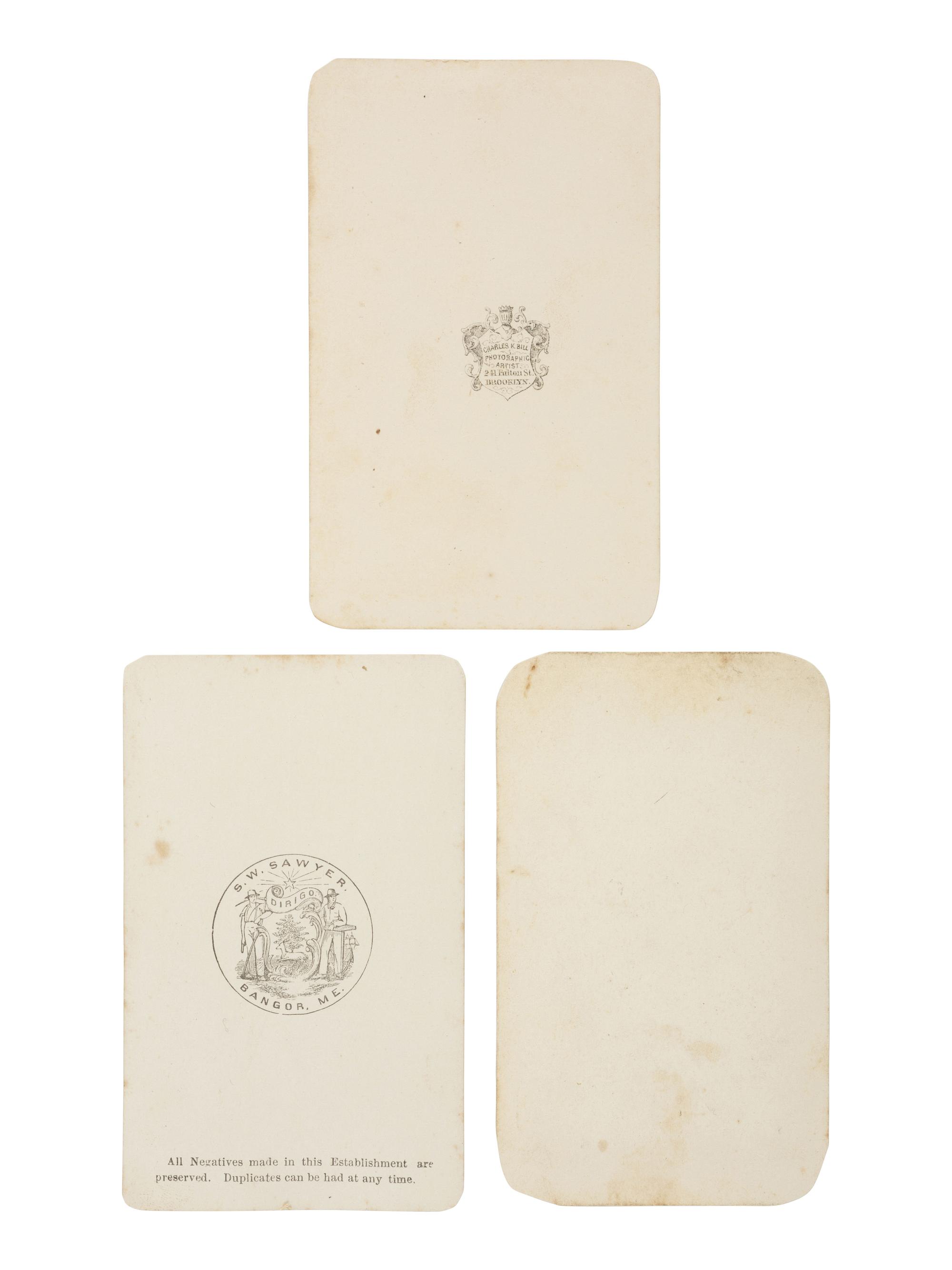 [CIVIL WAR]. 3 CDV portraits of General Cyrus Hamlin (1839-1867) in uniform, descended directly in the family of Vice President Hannibal Hamlin.