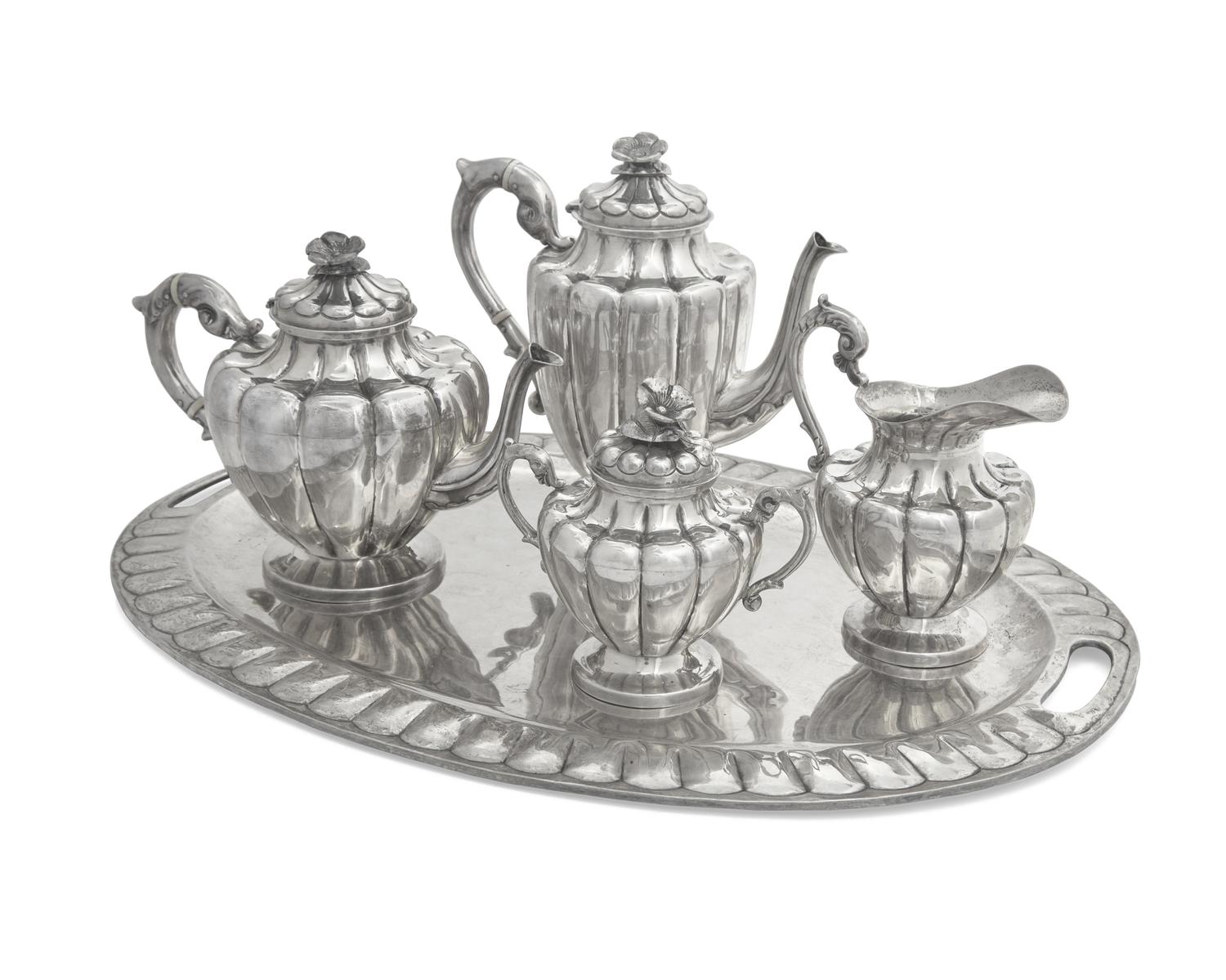 A Mexican Five-Piece Sterling Silver Tea and Coffee Service, Maciel, 20th Century