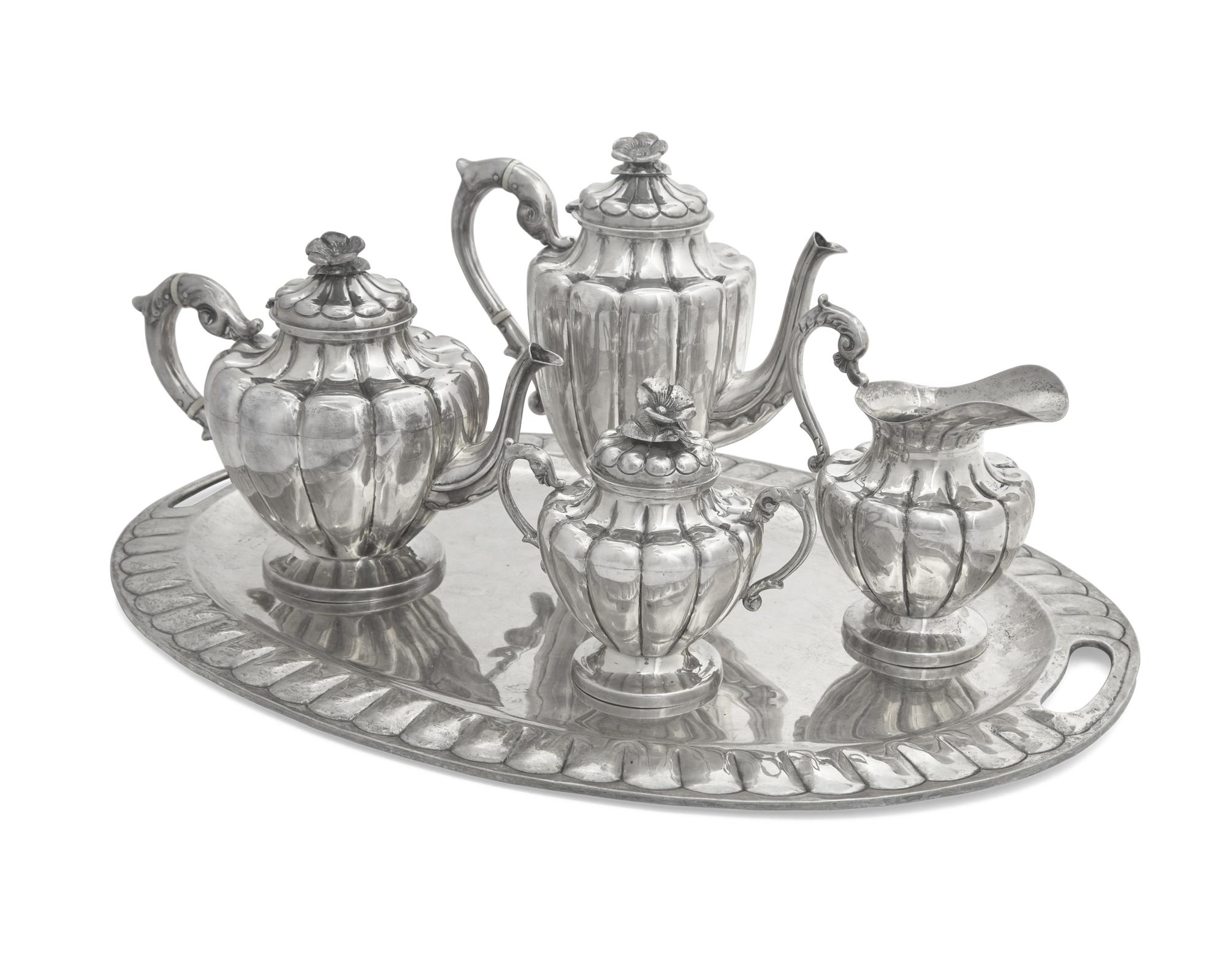 A Mexican Five-Piece Sterling Silver Tea and Coffee Service, Maciel, 20th Century