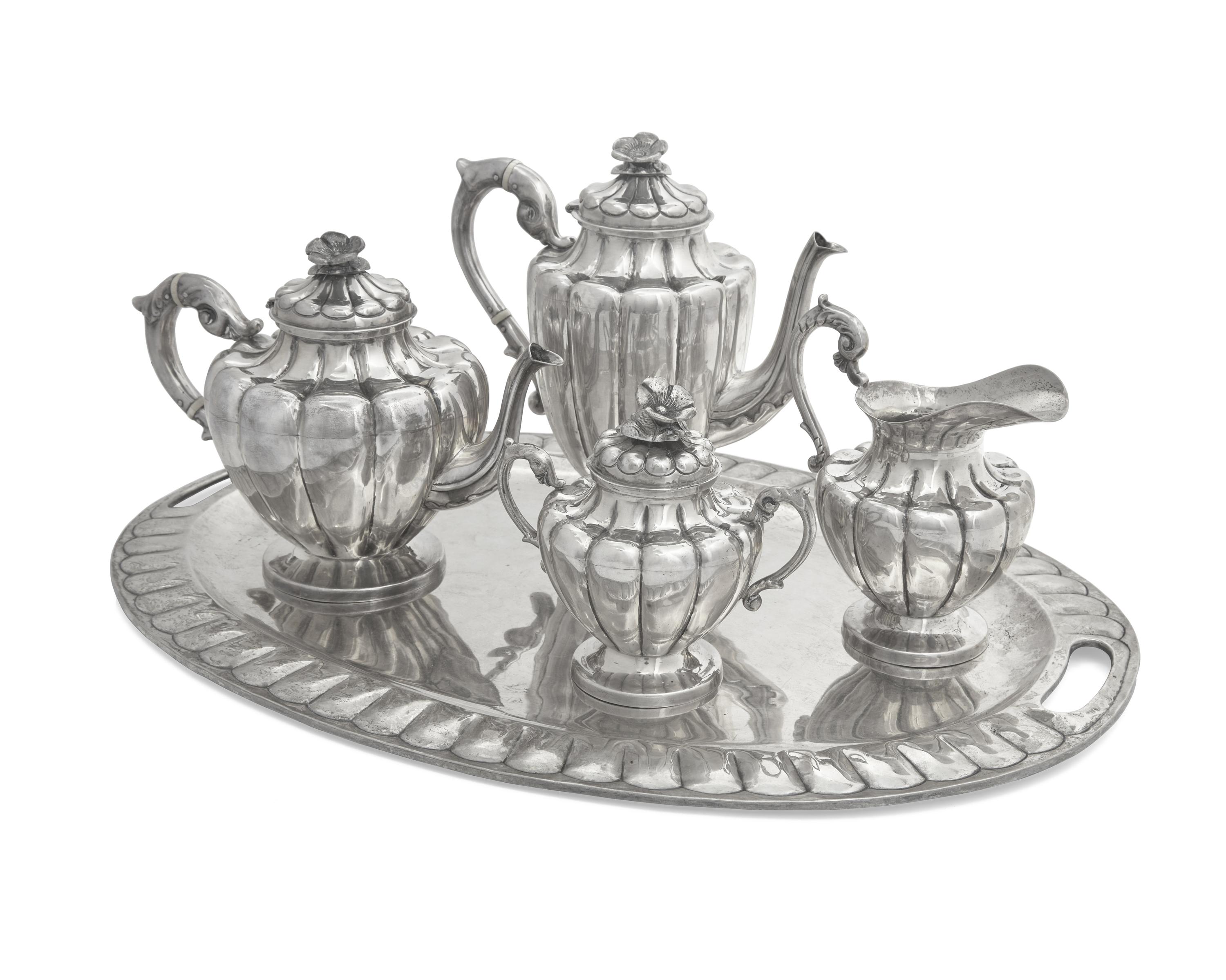 A Mexican Five-Piece Sterling Silver Tea and Coffee Service, Maciel, 20th Century