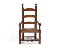 A William & Mary Turned Maple Ladderback Child's Armchair with Splint Seat