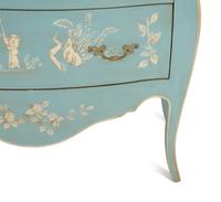 A Louis XV Style Painted Bombe Commode with Chinoiserie Decoration