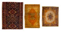 Three Persian Wool Rugs and Rug Fragments Largest 4 feet 2 inches x 3 feet 9 inches. — VARIOUS AGES