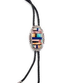 Sterling Silver and Mosaic Inlay Bolo Tie