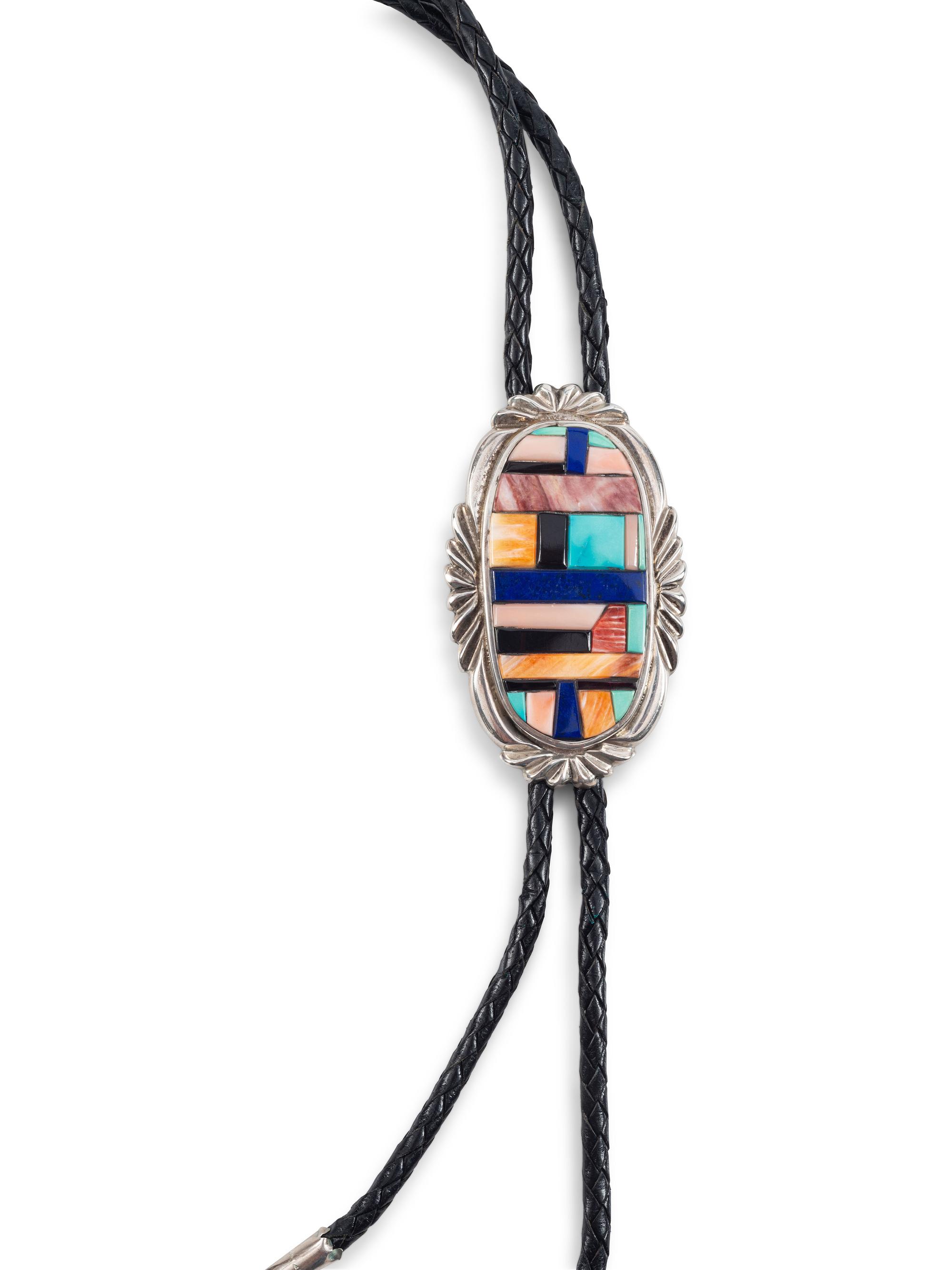 Sterling Silver and Mosaic Inlay Bolo Tie
