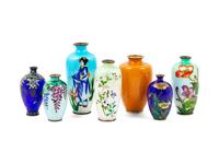 A Group of Seven Japanese Cloisonné Enamel Vases