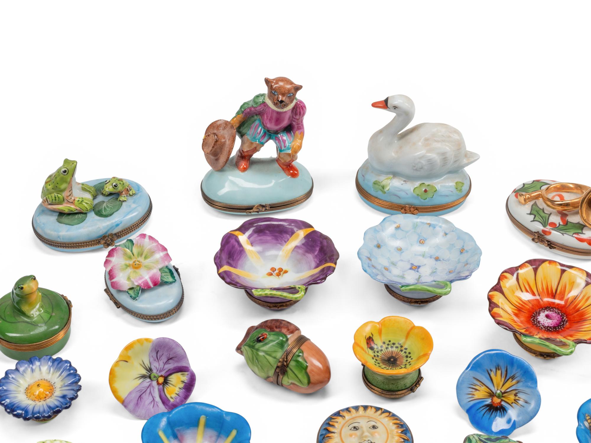 A Collection of English and French Enamel and Porcelain Small Boxes
