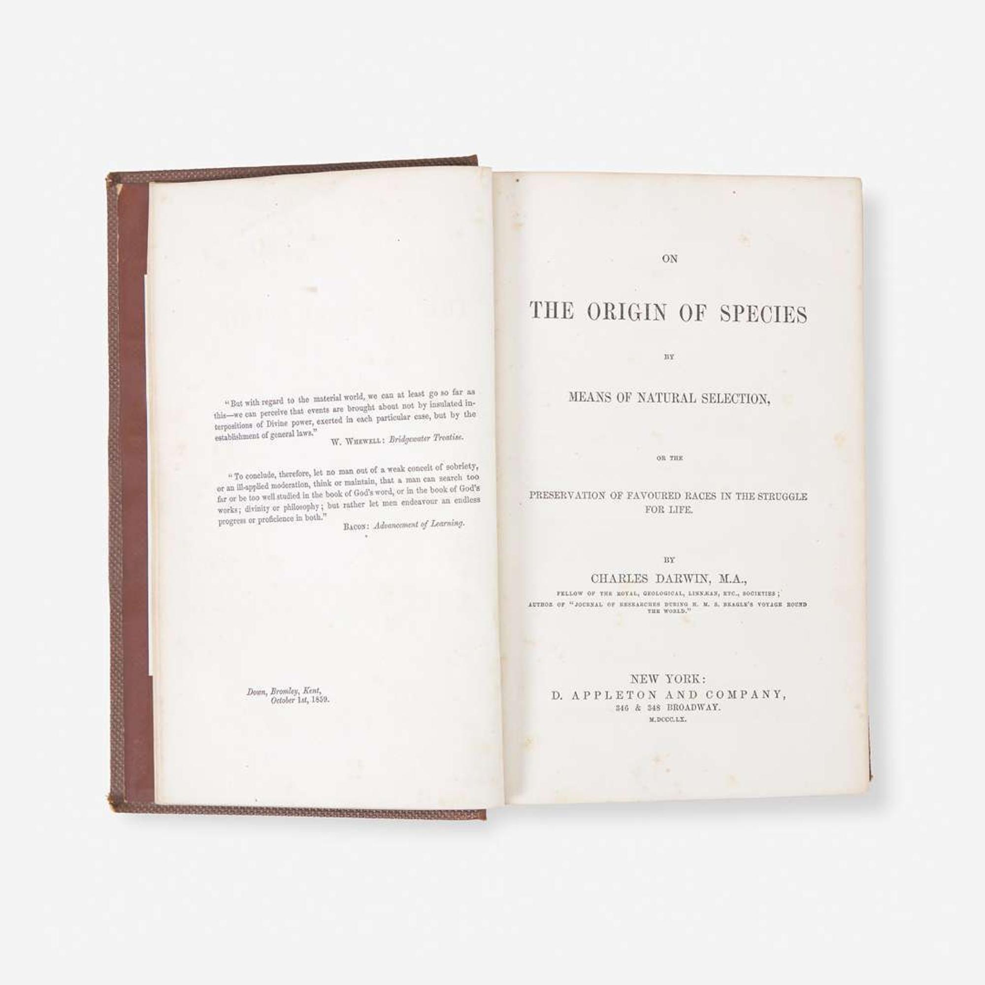 [Science, Medicine & Mathematics] Darwin, Charles On the Origin of Species by Means of Natural Selection, or the Preservation of Favoured Races in the Struggle for Life