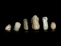 Six Chinese Celadon Jade Carvings of Melons
